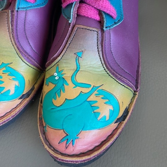 Funky 'Dragon' above-ankle booties US 7 leather lace-up multicolour - Picture 9 of 16